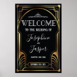 Art Deco 1920s Black and Gold Welcome Sign<br><div class="desc">Art Deco 1920s Roaring 20s Jazz Age Birthday Anniversary Bridal Shower Baby Shower Holiday Corporate Black and Gold Welcome Sign</div>