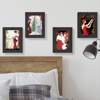 Art Deco 1920s Christmas Women Wall Art Sets