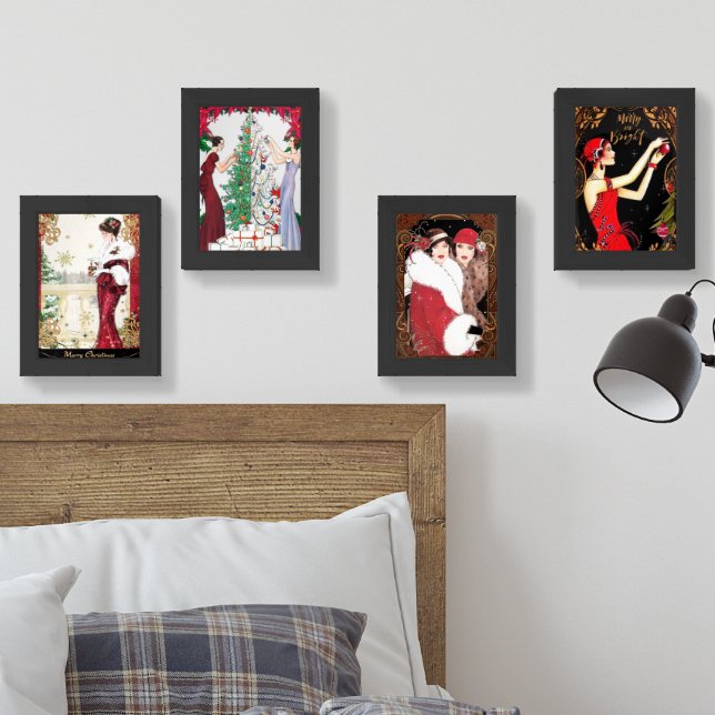 Art Deco 1920s Christmas Women Wall Art Sets (Bedroom)