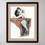 Art Deco 1920's "Cocktail Bar" Poster<br><div class="desc">1920's Art Deco print featuring kissing couple - customer/bartender at a Cocktail Bar</div>