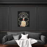 Art Deco 1920s Dapper Gent Gold Frame Black Canvas Print<br><div class="desc">Retro Art Deco style with this dapper 1920s man in a cream suit,  hand casually in his pocket,  and a gold twenties style frame and typography Art Deco and 1925.</div>
