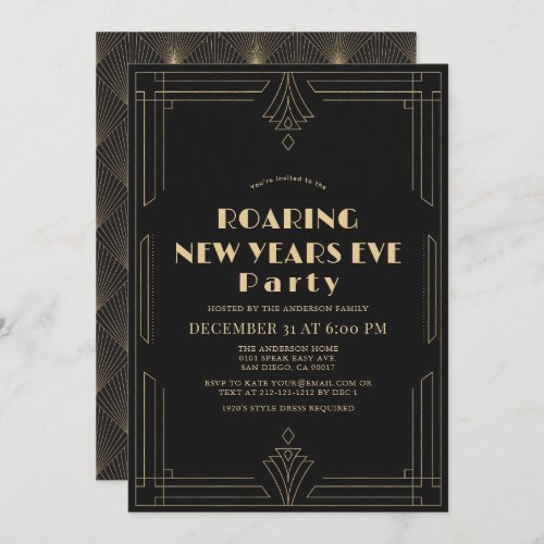 Art Deco 1920s Gatsby New Years Eve Party Invitation