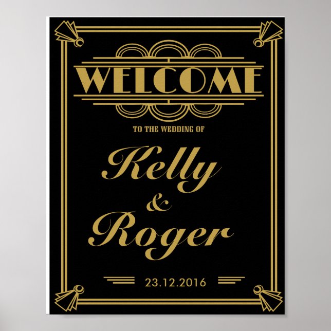 ART Deco 1920's Gatsby style wedding welcome print (Front)