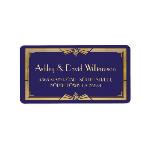 Art Deco 1920s Gatsby Wedding Navy Address Label