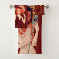 Art Deco 1920s Glam Ladies Gold Burgundy