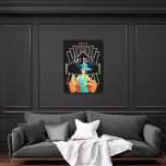 Art Deco 1920s Lady Cocktail Gold Frame Black Canvas Print<br><div class="desc">Vintage Art Deco style with this glam 1920s lady in teal dress and hat with an orange shawl holding a cocktail  and a gold twenties style frame and typography Art Deco and 1925.</div>