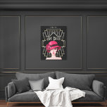 Art Deco 1920s Lady Hat Gold Frame Black Canvas Print<br><div class="desc">Glam Art Deco style  with this glam 1920s lady in a red hat and a gold twenties style frame and typography Art Deco and 1925.</div>