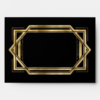 Art Deco 1920's Party Black | Gold Return Address Envelope