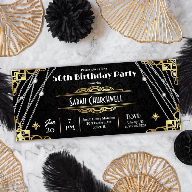 Art Deco 1920s Party Ticket Invitation (Creator Uploaded)
