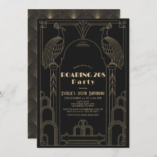Art Deco 1920's Peacock Roaring 20s Birthday Invitation