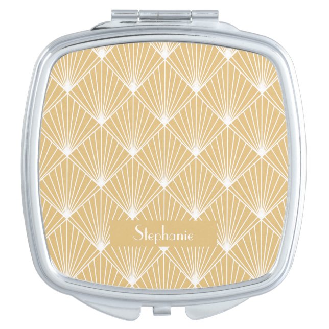 Art Deco 1920s  Personalized White | Gold  Compact Mirror (Front)