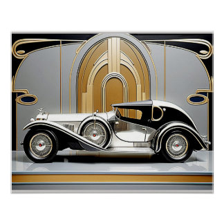 Art Deco 1920's Style Car Poster. Poster