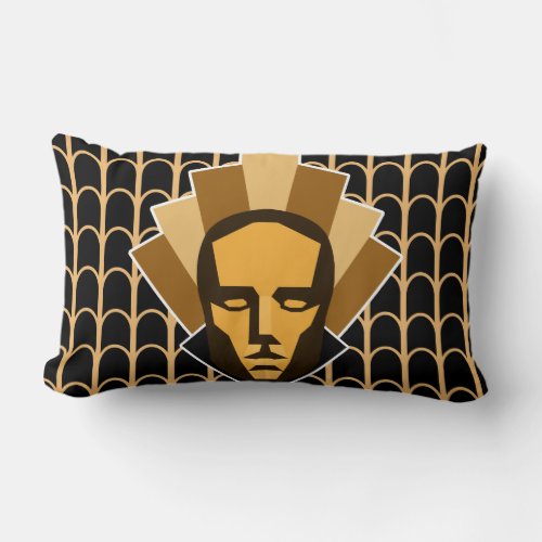 Art Deco 1920s Style Statue Crest Lumbar Pillow
