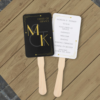 Art Deco 1920s Wedding Order Of Service Hand Fans by TuxedoWedding at Zazzle