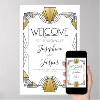 Roaring 20's - 1920s Art Deco Jazz Party Welcome Yard Sign - Gold