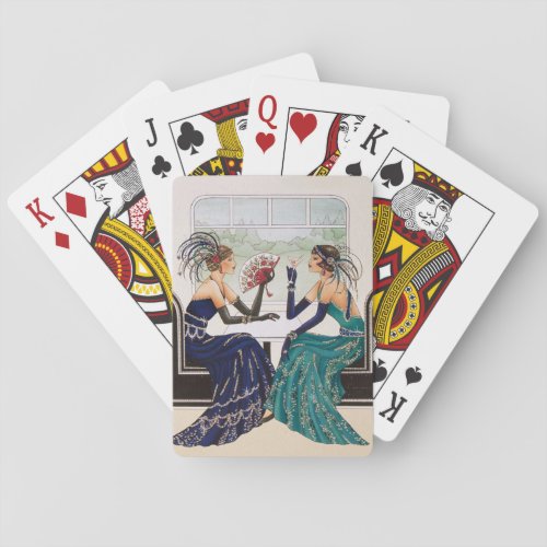 Art Deco 1920s Women Playing Cards