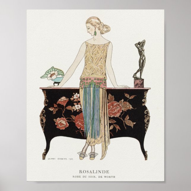 Art Deco 1922 Barbier Fashion Illustration Poster (Front)