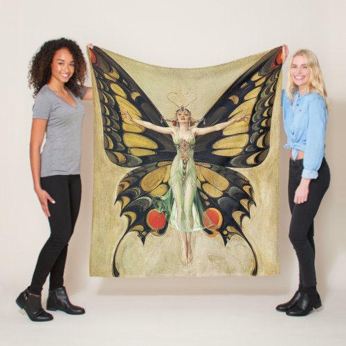 Art Deco 1922 Vintage Butterfly The Flapper   Fleece Blanket