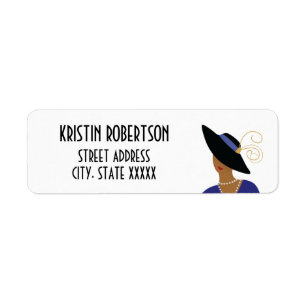 Art Deco 1930s Fashion Woman in Black Hat Address Label