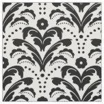 Art Deco 1930s Floral Damask Black and White Fabric