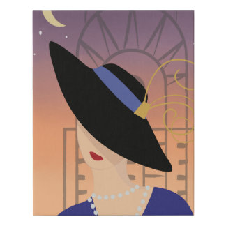 Art Deco 1930s Woman in Hat with Chrysler Building Faux Canvas Print