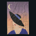 Art Deco 1930s Woman in Hat with Chrysler Building Kitchen Towel<br><div class="desc">Kitchen towel with 1930s style print of a woman in front of New York's Chrysler Building.</div>
