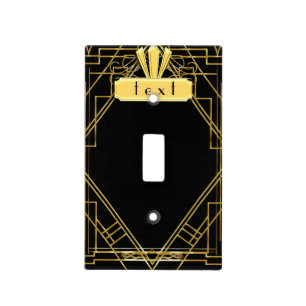 Art Deco 20's Black & Gold Light Switch Cover