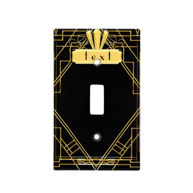 Art Deco 20's Black & Gold Light Switch Cover (Front)
