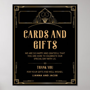 Art Deco 20s Cards and Gifts Black Gold Wedding Poster