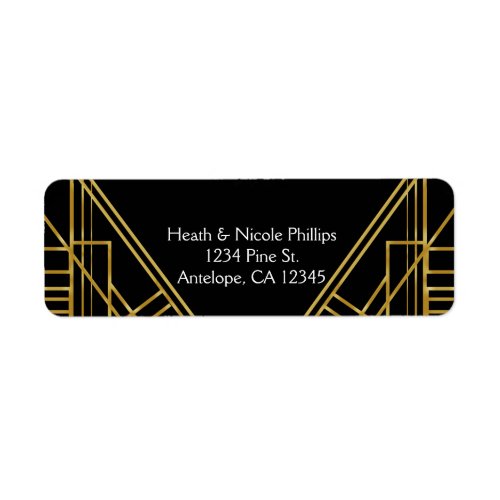 Art Deco 20s Gold  Black Gatsby address Labels