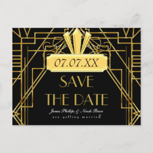 Art Deco 20's Gold & Black Gatsby Event Postcard