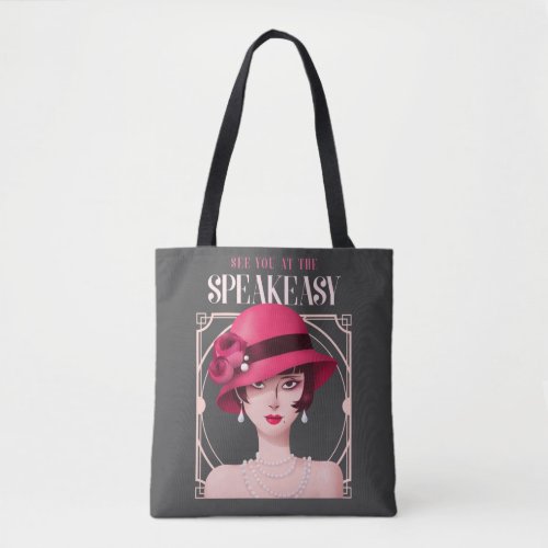 Art Deco 20s Pink Woman See You at the Speakeasy Tote Bag