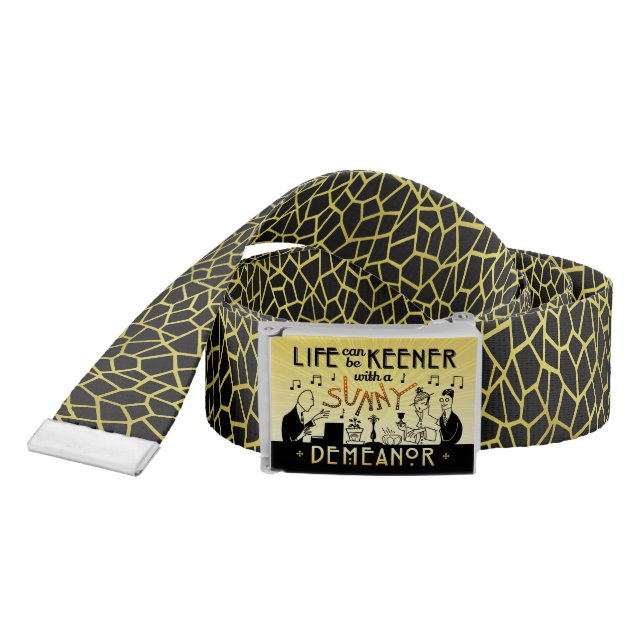 Art Deco 20s Retro Sunny Demeanor Black Gold Belt (Snake)