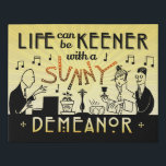 Art Deco 20s Retro Sunny Demeanor Inspirational Faux Canvas Print<br><div class="desc">This unique, antique-looking design is made to look like 20s Art Deco from the Gatsby era. The two men and one woman in the design originally appeared in a real 1920s candlestick advertisement in a newspaper. Here, they have been remade into musicians and party-goers. The man on the left plays...</div>