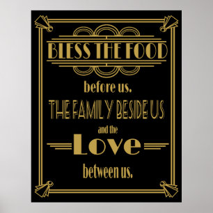 Art Deco 20's style Bless this food print