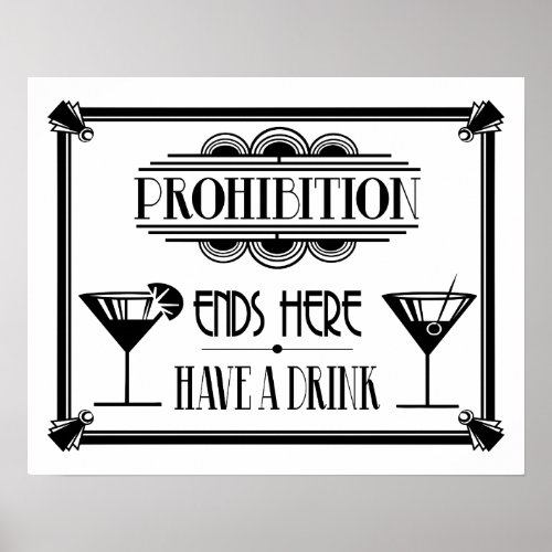 Art Deco 20s style Cocktail Bar sign BLACK