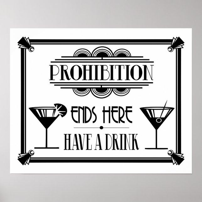 Art Deco 20's style "Cocktail Bar sign BLACK (Front)