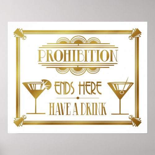 Art Deco 20s style Cocktail Bar sign GOLD