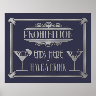 Art Deco 20's style "Cocktail Bar sign SILVER