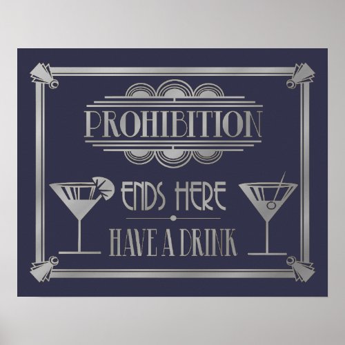 Art Deco 20s style Cocktail Bar sign SILVER