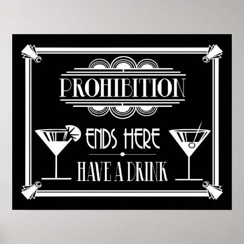 Art Deco 20s style Cocktail Bar sign WHITE