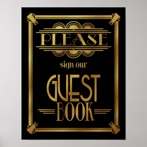 Art Deco 20s style guest book print GOLD