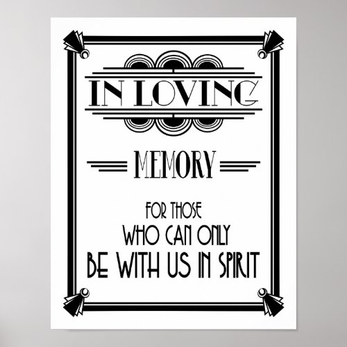 Art Deco 20s style IN LOVING MEMORY Poster