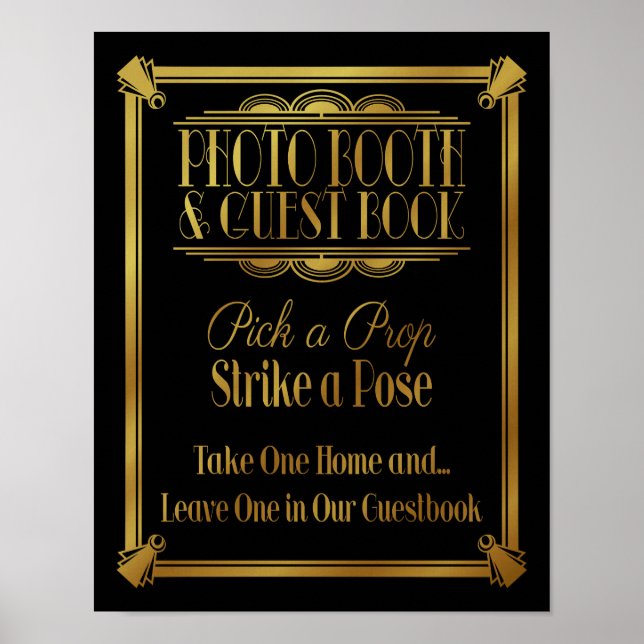 Art Deco 20's style "Photo booth & guestbook (Front)