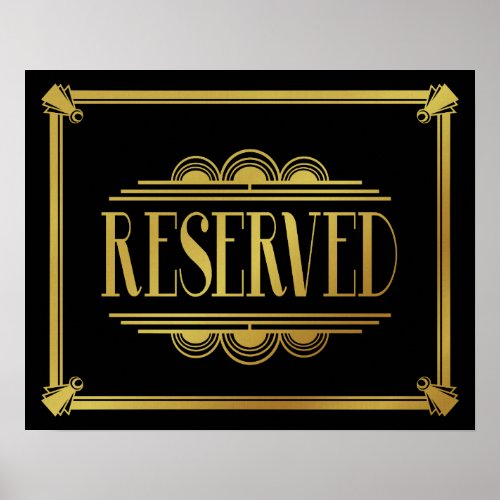 Art Deco 20s style RESERVED sign