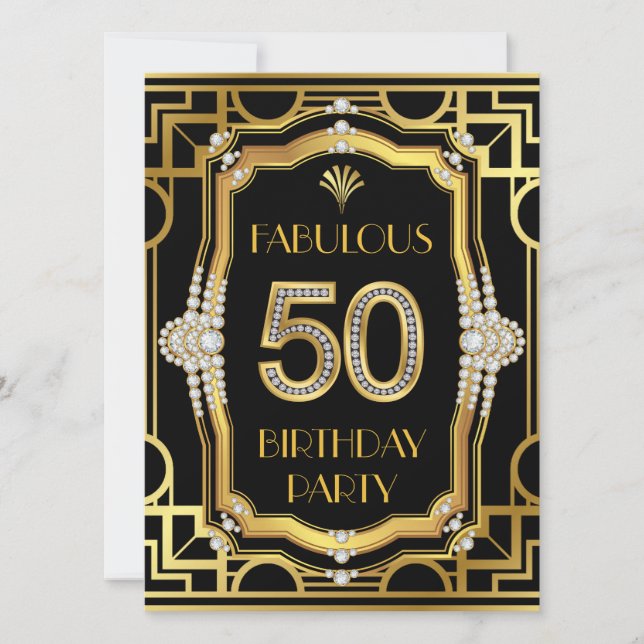 Art Deco 50th Birthday Party Invitation (Front)