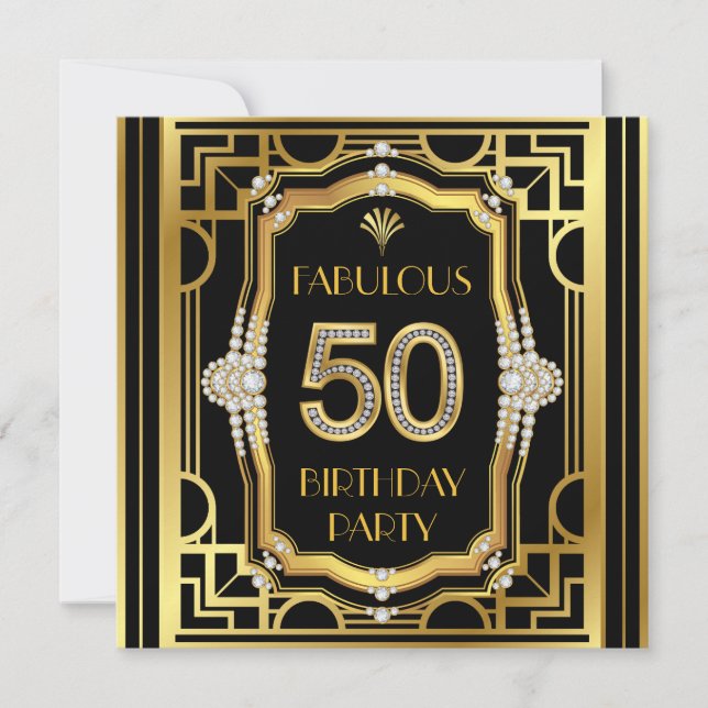 Art Deco 50th Birthday Party Invitation (Front)
