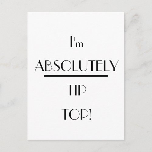 Art Deco Absolutely Tip Top Typography Postcard