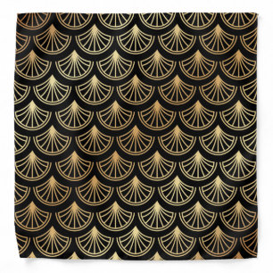 Art Deco Abstract Classic Black and Gold Bandana