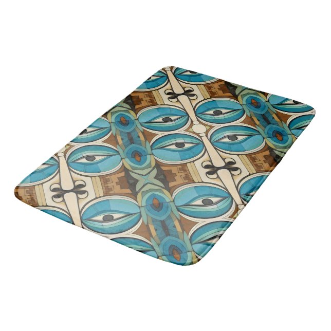 Art Deco Abstract Eyes pattern Bath Mat (Angled)